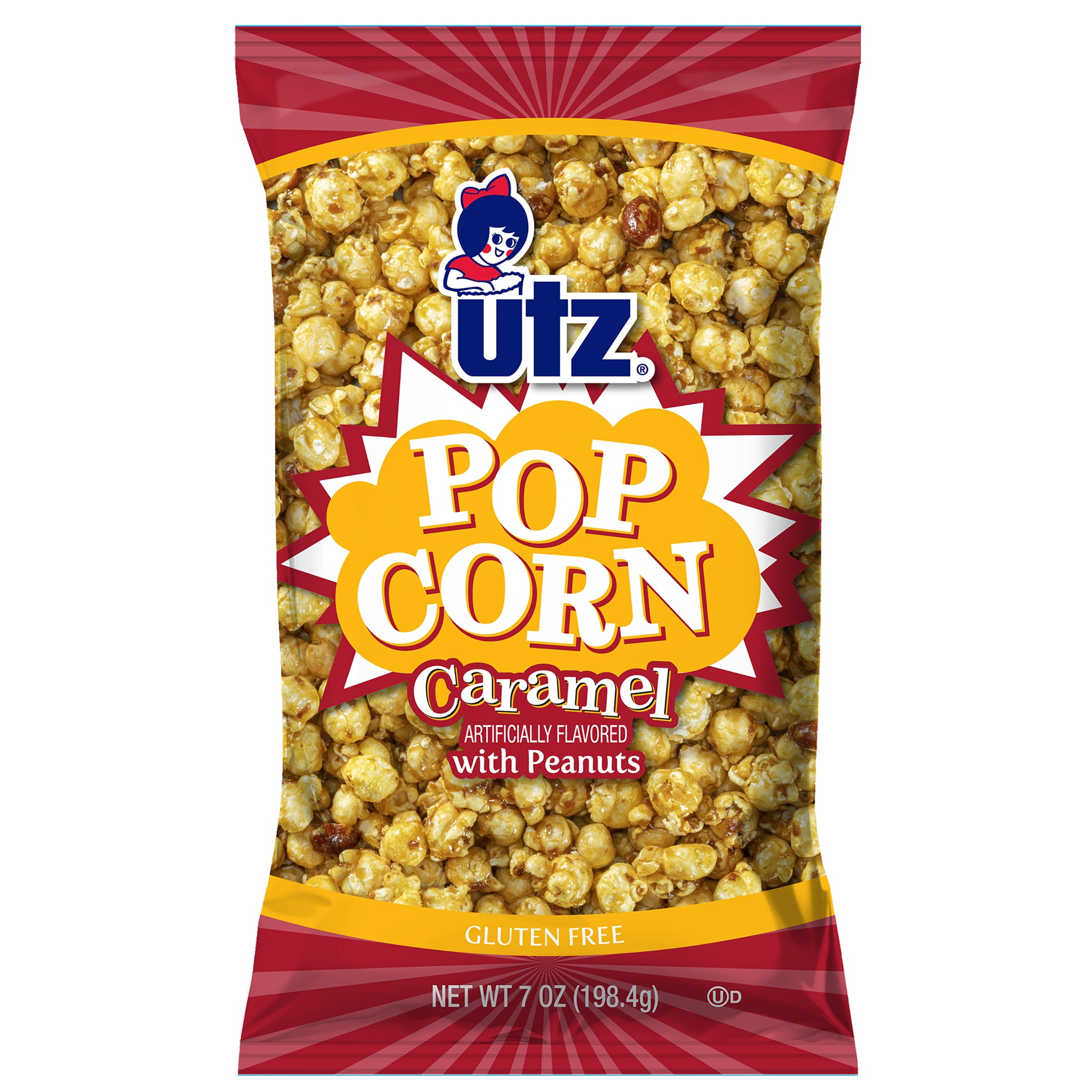 Utz Caramel Popcorn with Peanuts, Gluten-Free, 7 oz Bag