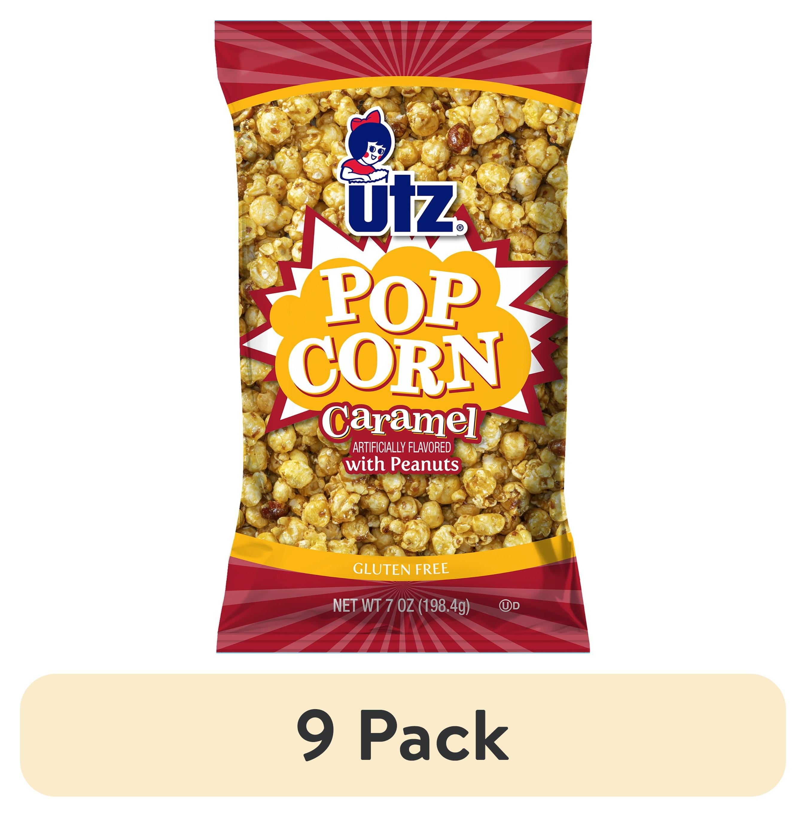 (9 pack) Utz Caramel Popcorn with Peanuts, GlutenFree, 7 oz Bag