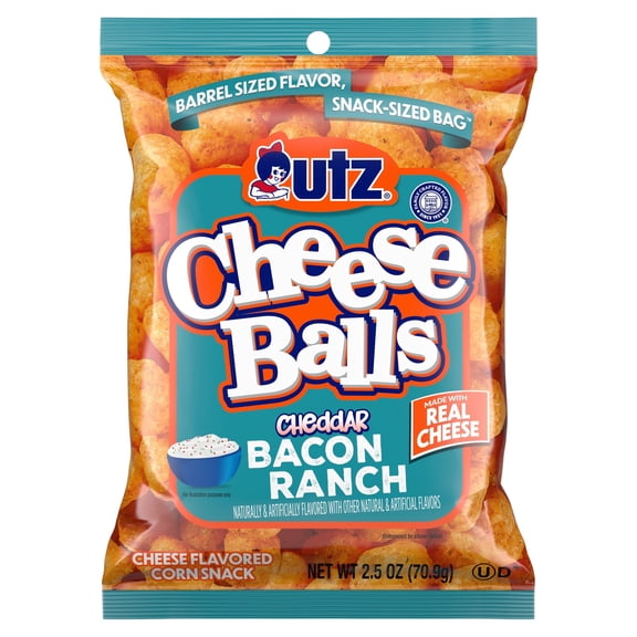 Utz Cheddar Bacon Ranch Cheese Balls, 2.5 oz. - Pack of 5