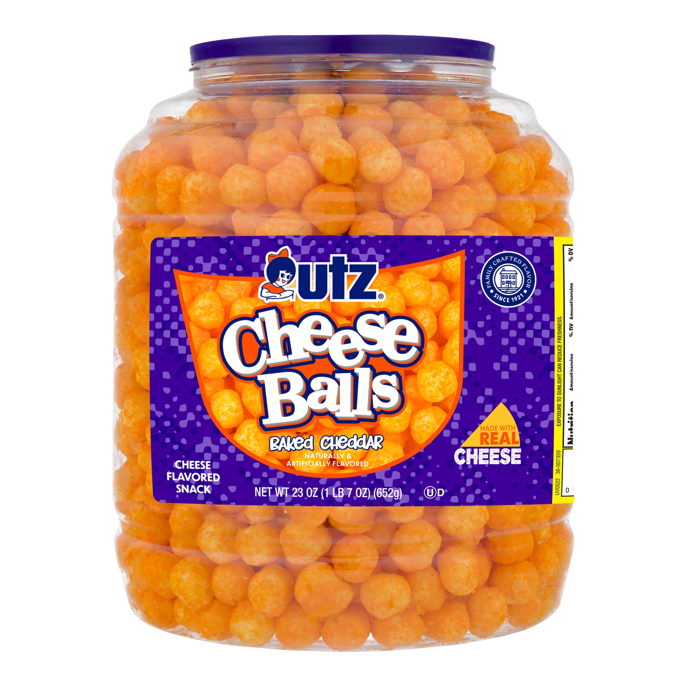 Utz Cheese Balls, 23 oz Barrel - Family-Crafted Fl