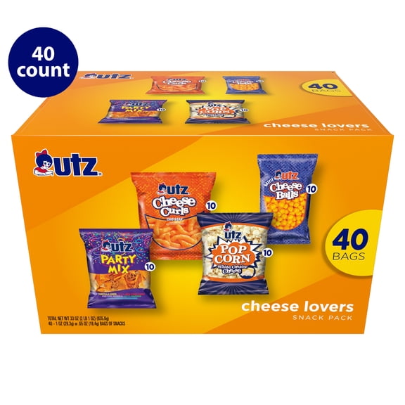 Utz Cheese Lovers Snack Box, Variety Pack, 1 oz, 40 Count