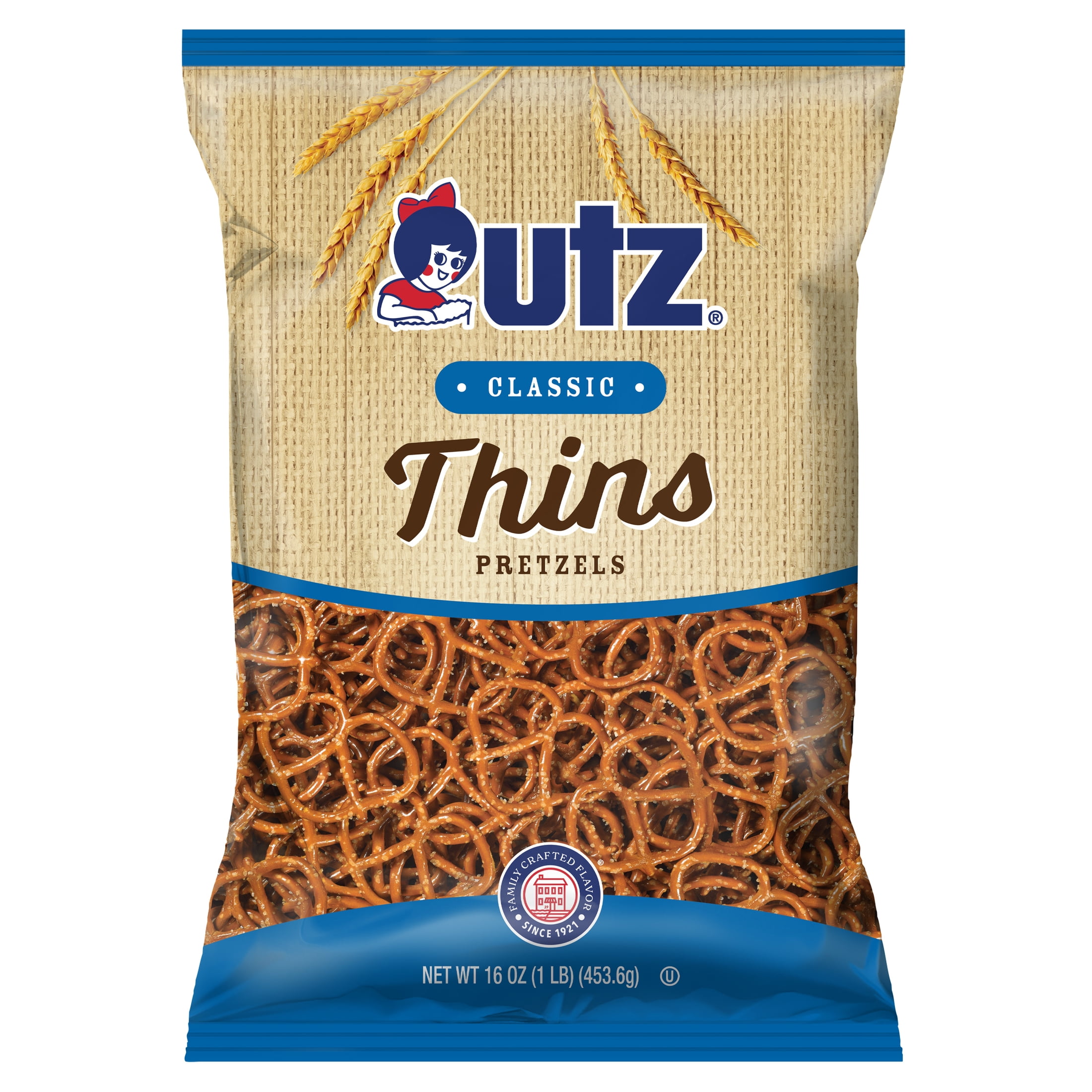Utz Classic Thins Pretzels, 16 oz Bag