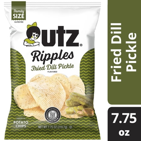 Utz Fried Dill Pickle Ripples Potato Chips Family Size - 7.75 oz - Pack of 2
