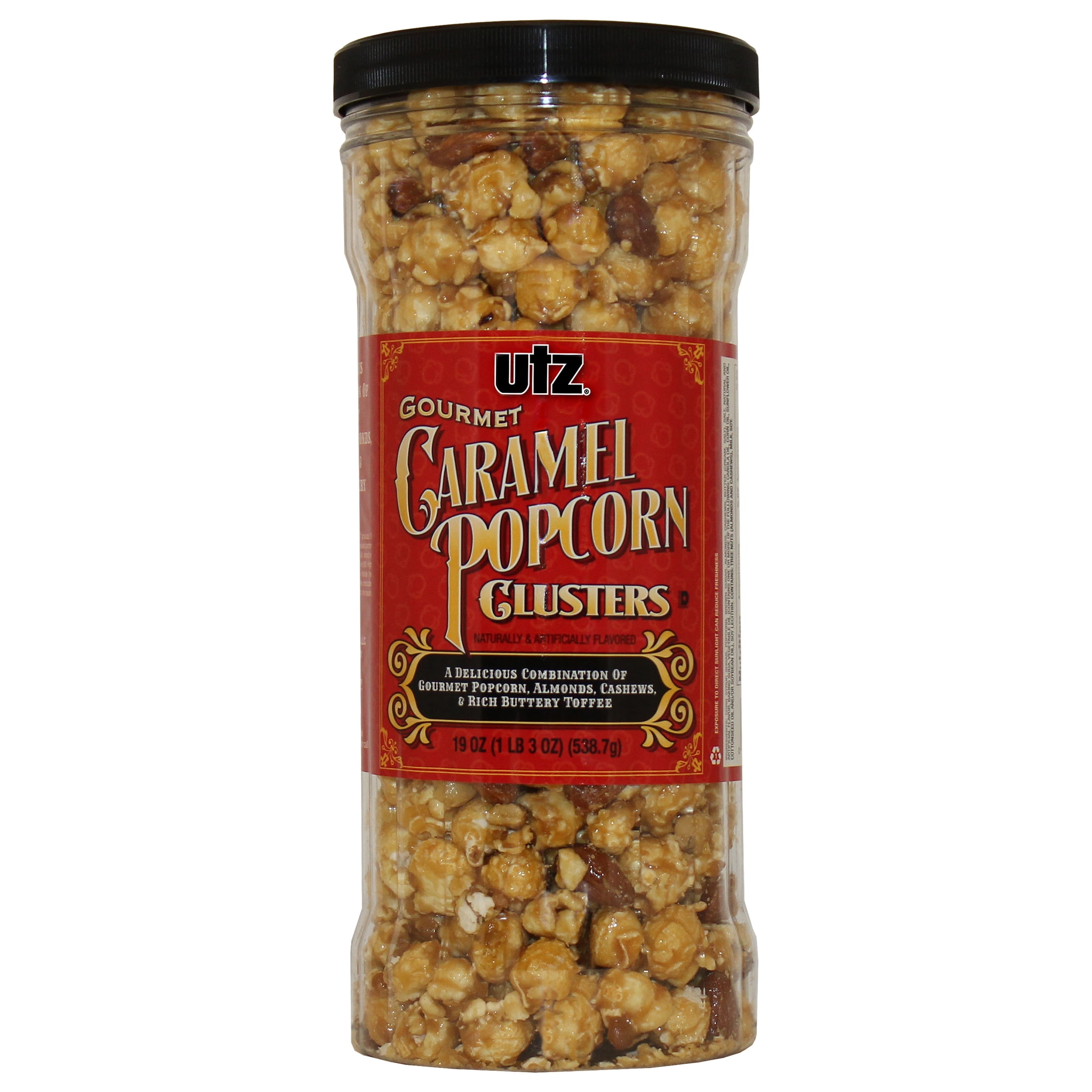 Utz Gourmet Caramel Popcorn Clusters, 19 oz Barrel