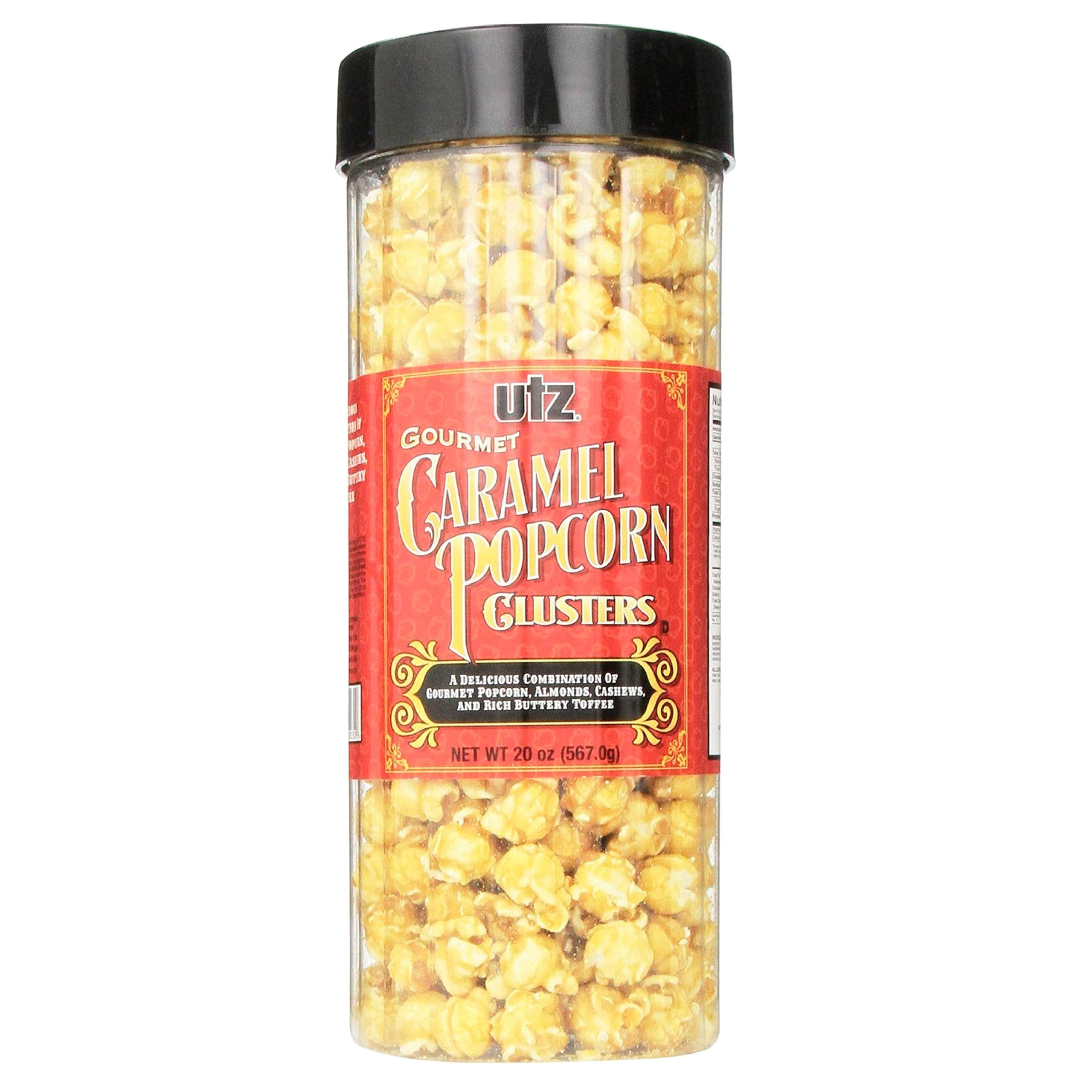 Utz Gourmet Popcorn Clusters, Caramel Nut Clusters 19 Oz. Barrel