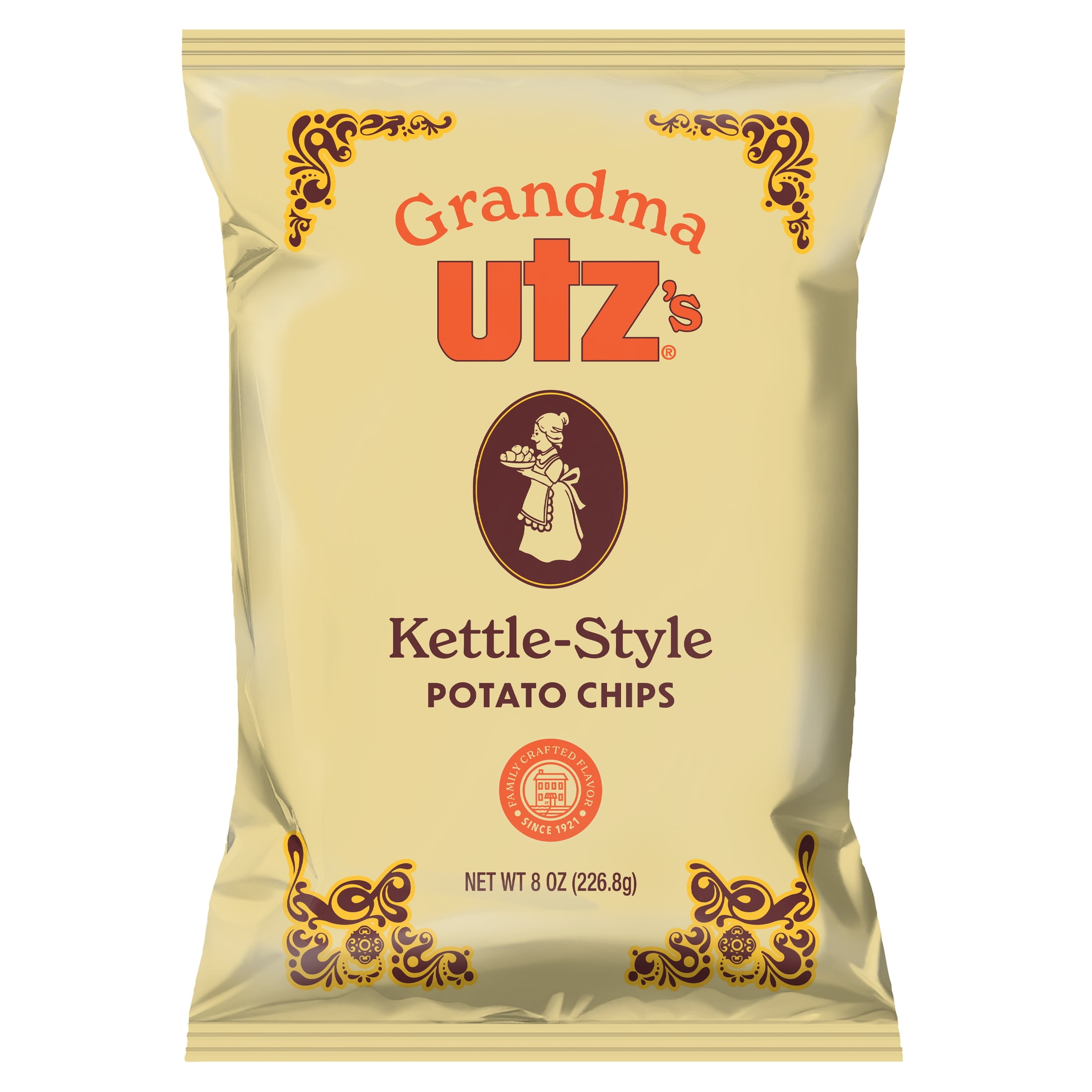 Utz Grandma Utz's KettleStyle Potato Chips, GlutenFree, 8 oz Bag