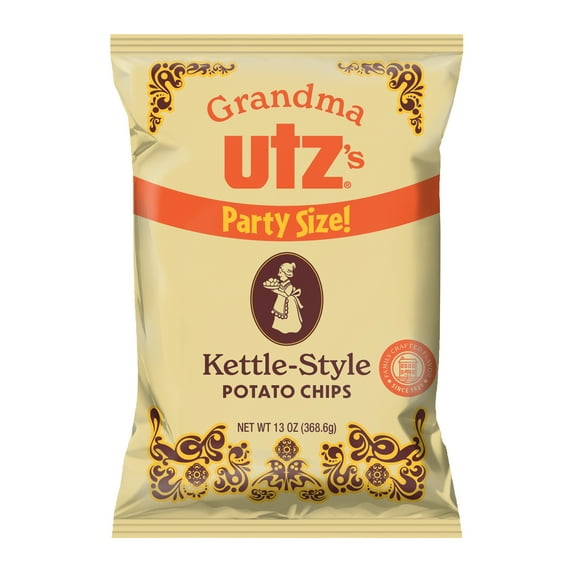 Utz Grandma Utz's Kettle-Style Potato Chips, Gluten-Free, Party Size, 13 oz Bag