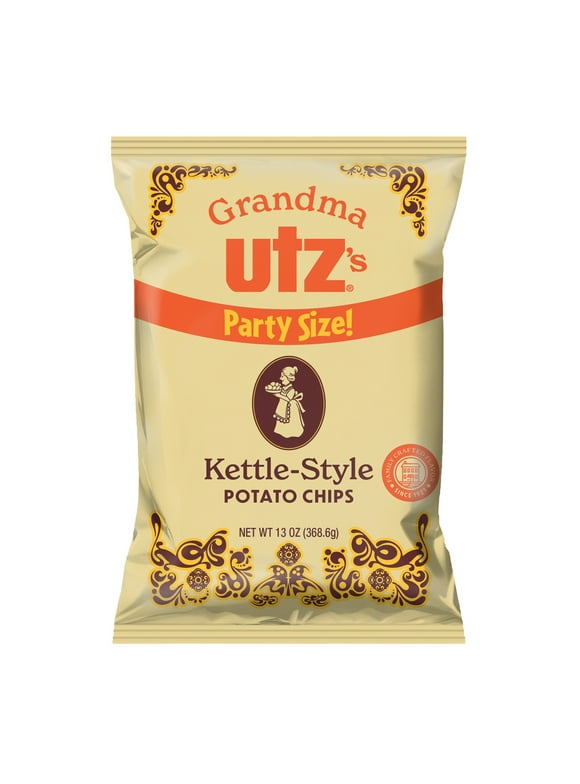 Utz Grandma Utz's Kettle-Style Potato Chips, Gluten-Free, Party Size, 13 oz Bag