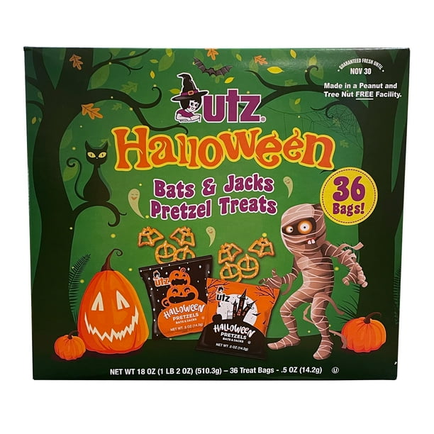 Utz Halloween Bats and Jacks Pretzel Treats, 0.5 oz, 36 Count