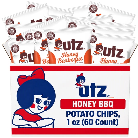 Utz Honey BBQ, Multipack, Gluten-Free, Potato Chips, 1 oz, 60 Count