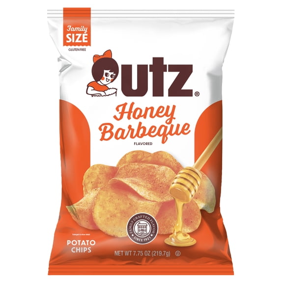 Utz Potato Chips, Honey BBQ Flavored, 7.75 oz Family Size Bag