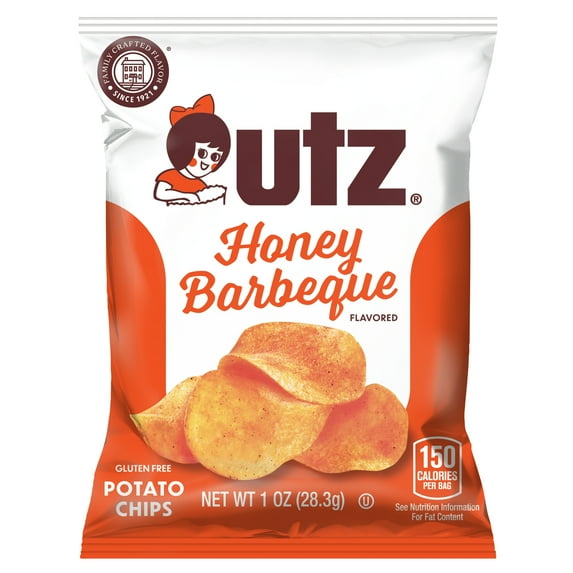 Utz Honey Barbeque Potato Chips, Gluten-Free, 1 oz Bag