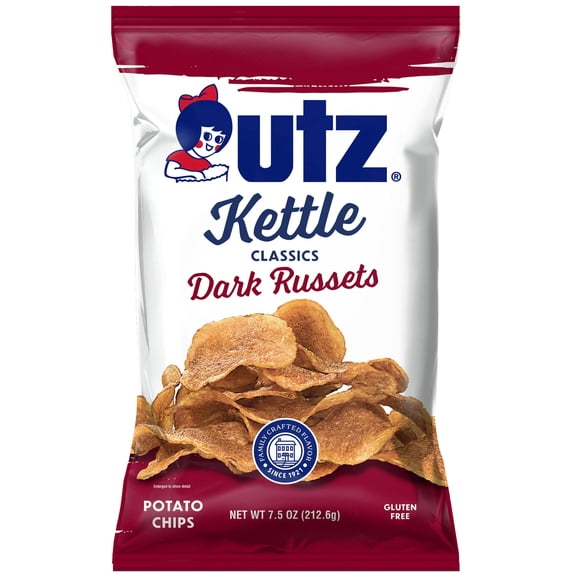 Utz Kettle Classics Dark Russets Potato Chips 7.5 oz Bag (Pack of 6)