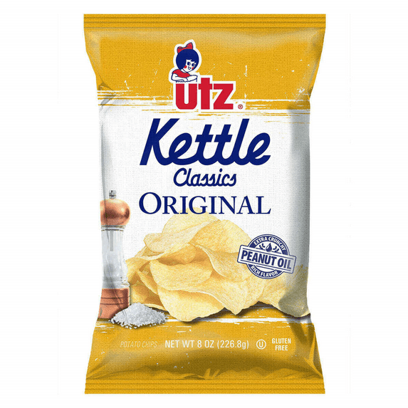 Utz Kettle Classics Original Crunchy Potato Chips 8 oz. Bag (4 Bags)