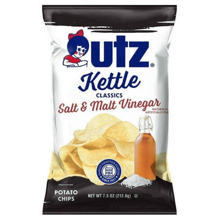 Utz Kettle Classics Salt & Malt Vinegar Crunchy Potato Chips 7.5 oz. Bag (4 Bags)