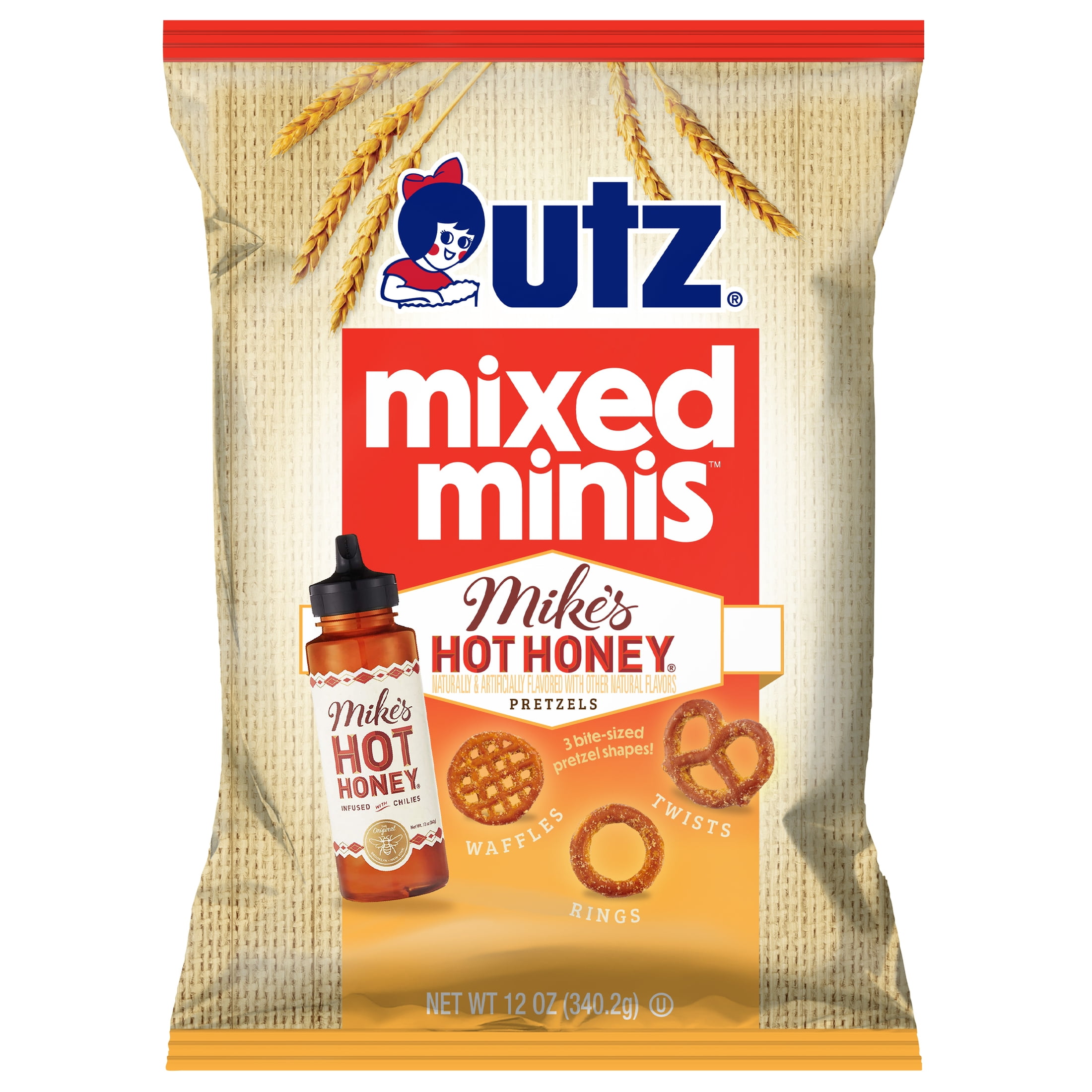 Utz Mike's Hot Honey Flavored Mixed Minis Pretzels, 12 oz Bag