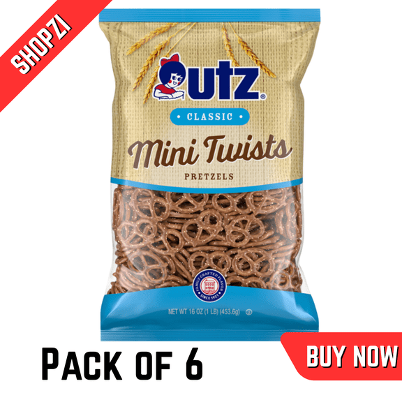 Utz Mini Twists Classic Pretzels, 16 oz Bag, 6 Pack