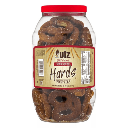Utz Old Fashioned Sourdough Hards Pretzels 26 oz. Barrel (3 Barrels)