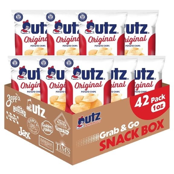 Utz Original 1 Oz Bags, 42 Count Crispy Potato Chips Made from Fresh Potatoes, Crunchy Individual Snacks to Go, Cholesterol Free, Trans-Fat Free, Gluten Free Snacks