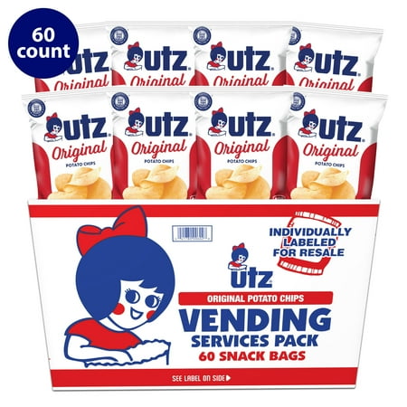 Utz Original Chip Snack Pack, Multipack, Gluten-Free, Potato Chips, 1 oz, 60 Count