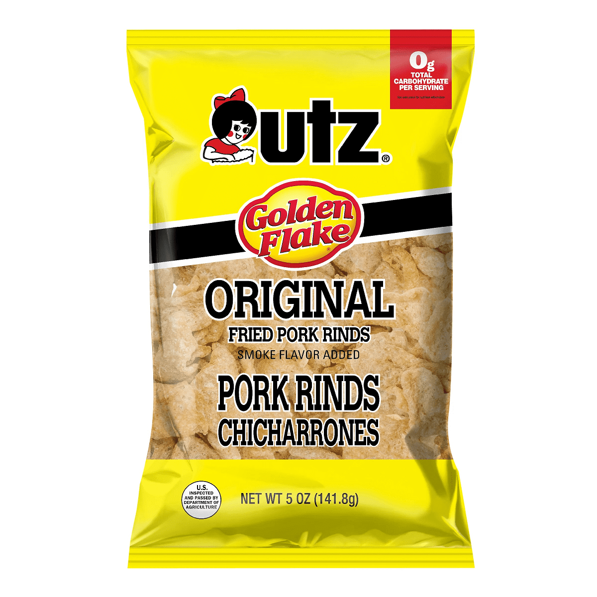 Utz Original Fried Pork Rinds Chicharrones, 6Pack 5 oz. Bags