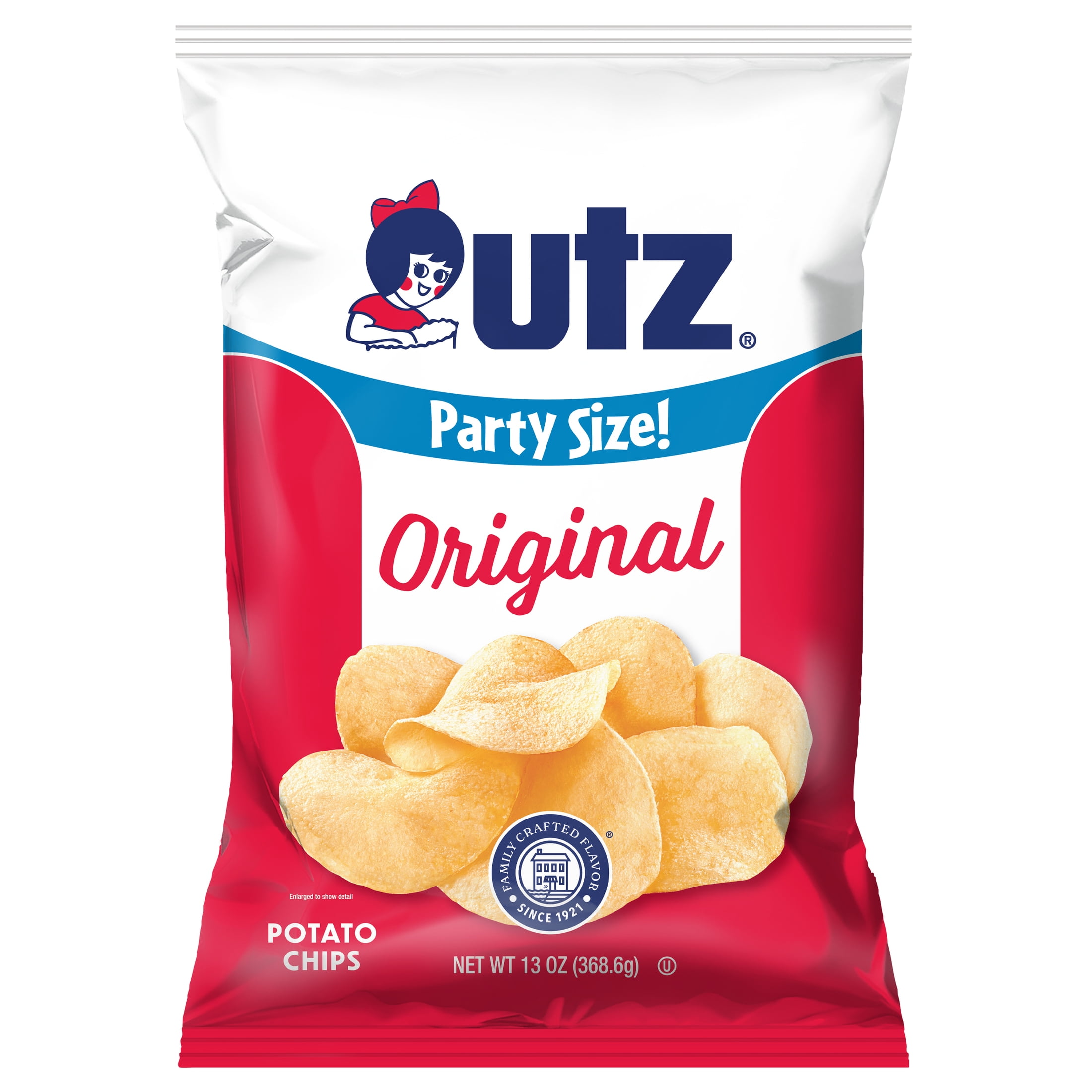 Utz Original Potato Chips Gluten Free Party Size 13 oz Bag