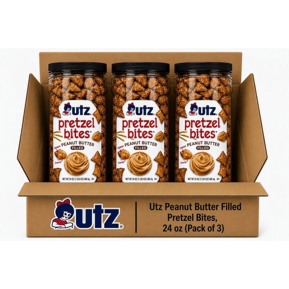 Utz Peanut Butter Filled Pretzel Bites, 24 oz (3 Count)