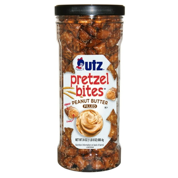 Utz Peanut Butter Filled Pretzel Bites, 24 oz Barrel