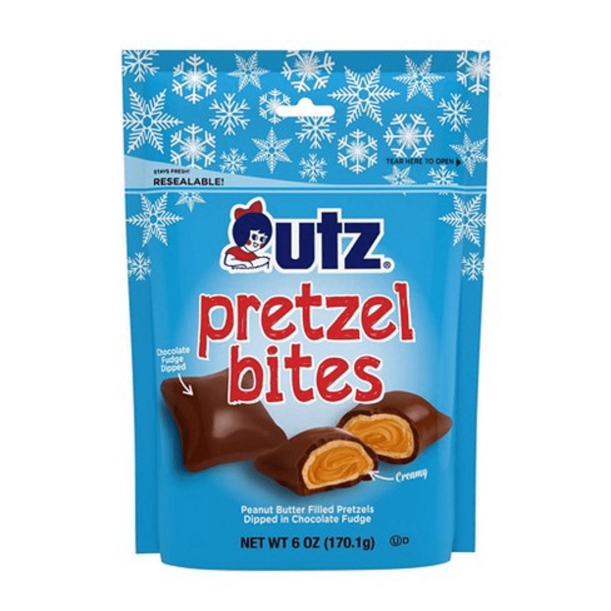 Utz Peanut Butter Filled Pretzel Bites Dipped In Chocolate Fudge, 6 oz