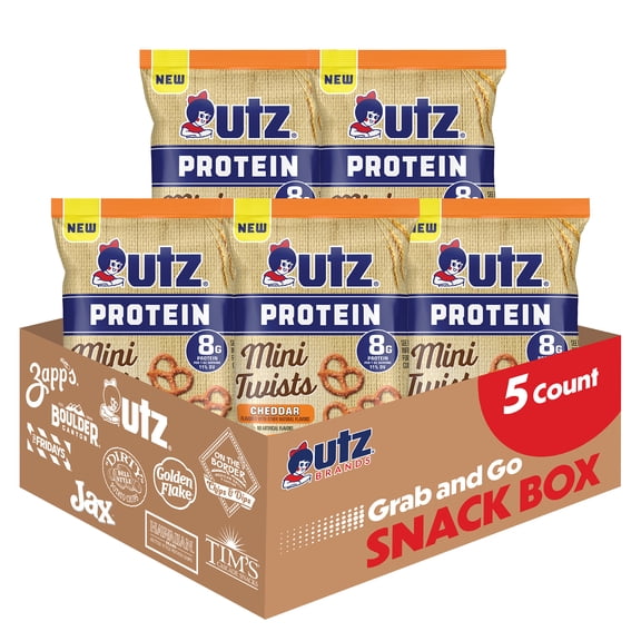 Utz Protein Cheddar Mini Twist Pretzels, 9 oz - Pack of 5