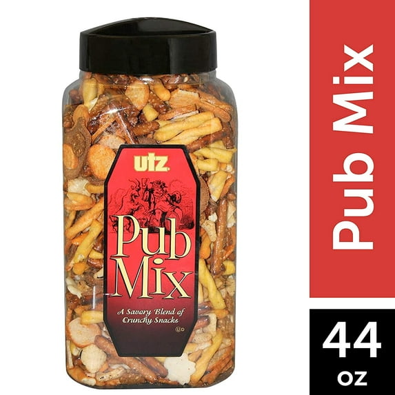 Utz Pub Mix - 44 Ounce Barrel - Savory Snack Mix, Blend of Crunchy Flavors for a Tasty Party Snack - Resealable Container - Cholesterol Free and Trans-Fat Free