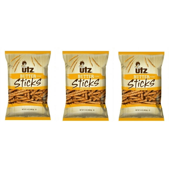 Utz Quality Foods Butter Sticks Pretzels, 3-Pack 14 oz. (396.6g) Bags