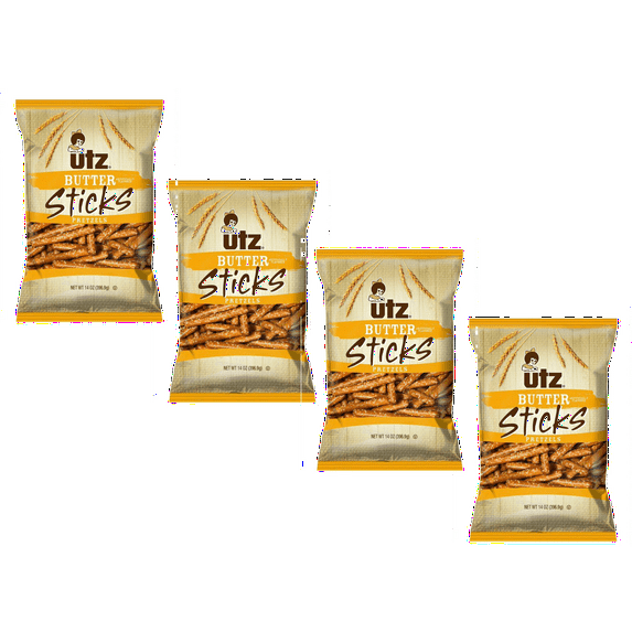 Utz Quality Foods Butter Sticks Pretzels, 4-Pack 14 oz. (396.6g) Bags