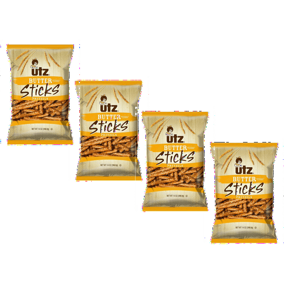 Utz Quality Foods Butter Sticks Pretzels, 4-Pack 14 oz. (396.6g) Bags