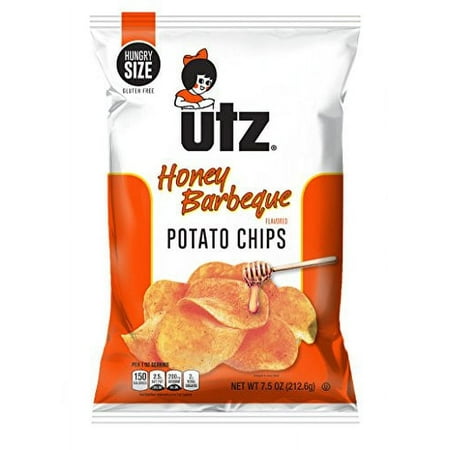 Utz Quality Foods Flavored Potato Chips 7.5 Ounce Hungry Size Bag (Honey Barbeque, 3 Bags)