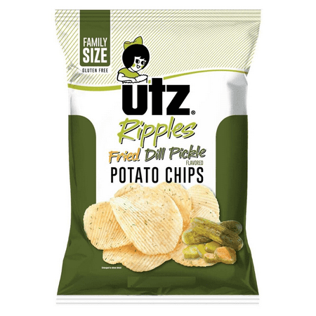 Utz Quality Foods Fried Dill Pickle Flavored Potato Chips, 4-Pack 7.75 oz. Family Size