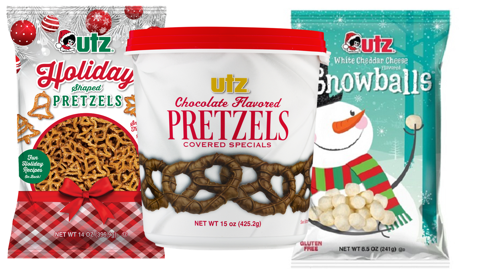 Utz Quality Foods Holiday Pretzels and Cheddar Cheese Snowballs Variety