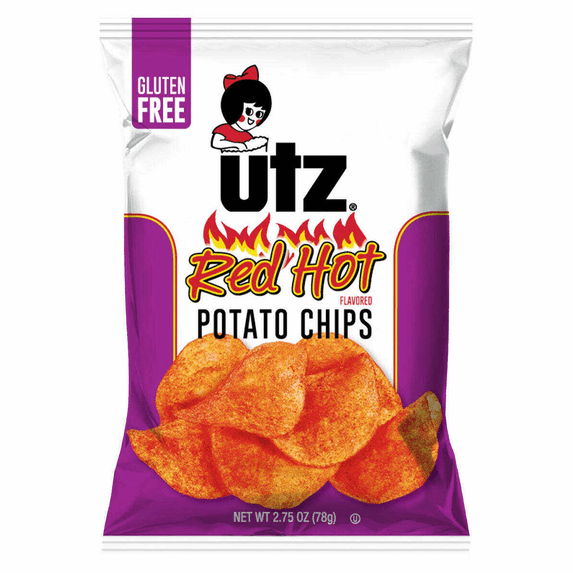 Utz Quality Foods Red Hot Potato Chips, 14 Count Carton Single Serve Bags