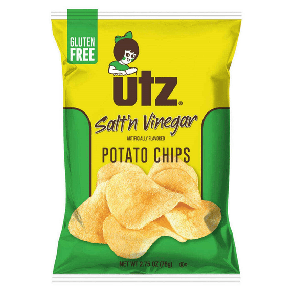 Utz Quality Foods Salt & Vinegar Potato Chips, 14 Count Carton Single Serve Bags
