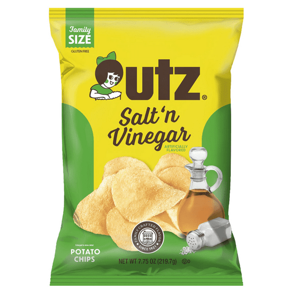 Utz Quality Foods Salt'n Vinegar Potato Chips, 4-Pack 7.75 oz. Family Size Bags