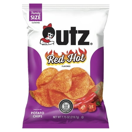 Utz Red Hot Potato Chips Gluten-Free, Family Size 7.75 oz Bag (Pack of 2)