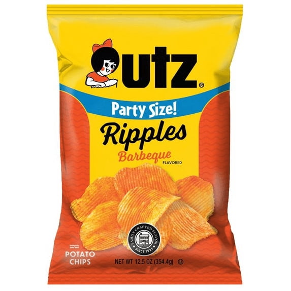 Utz Ripples Barbeque Potato Chips, 2-Pack 12.5 oz. Party Size Bags