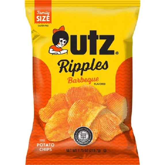 Utz Ripples Barbeque Potato Chips, 4-Pack 7.75 oz. Family Size Bags
