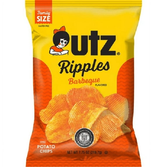 Utz Ripples Barbeque Potato Chips, 6-Pack 7.75 oz. Family Size Bags