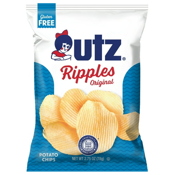 Utz Ripples Original Potato Chips, Gluten-Free, 2.75 oz Bag