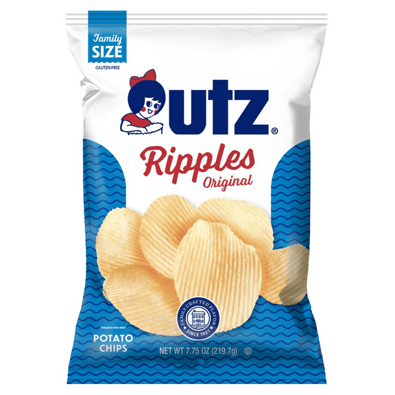 Utz Ripples Original Potato Chips, 4-Pack 7.75 oz. Family Size Bags