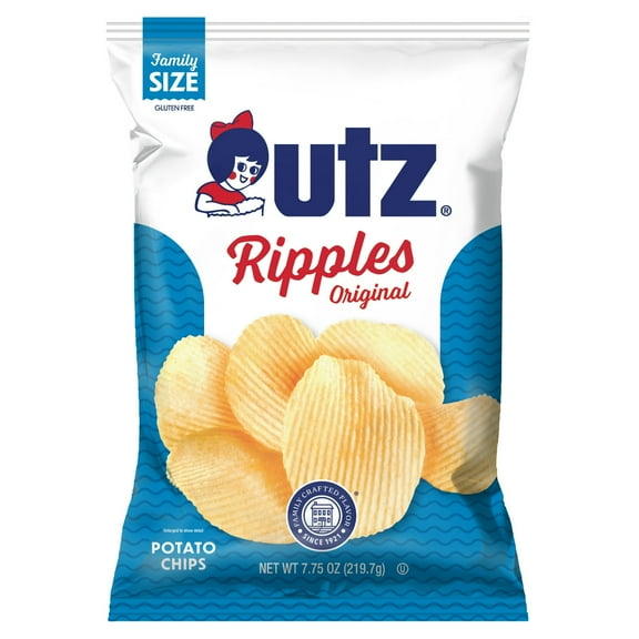 Utz Ripples Original Potato Chips 7.75 oz Bag (Pack of 6)