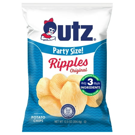 Utz Ripples Original Potato Chips, Gluten-Free, 12.5 oz Party Size Bag