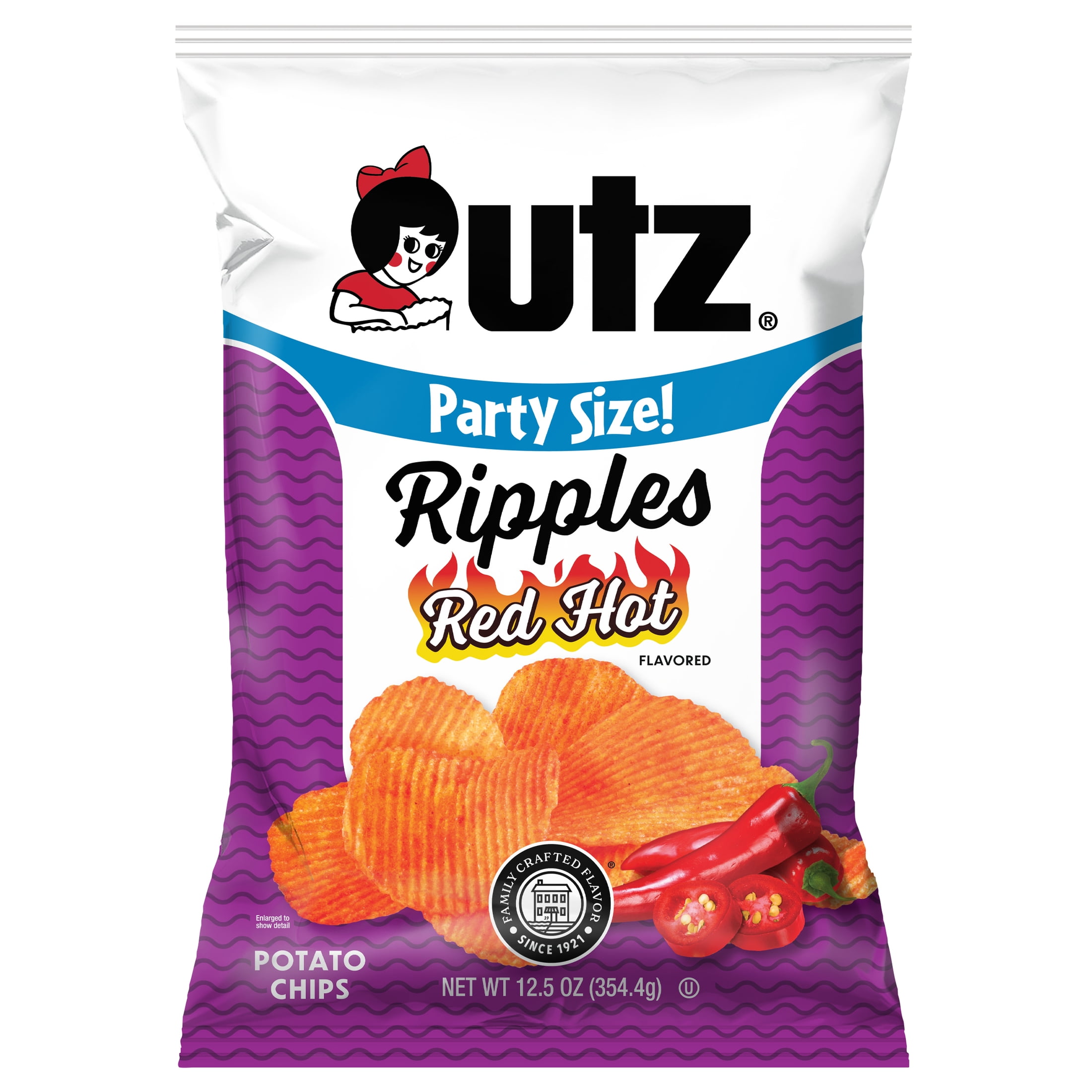 Utz Ripples Red Hot Flavored Potato Chips, 12.5 oz Bag - Walmart.com