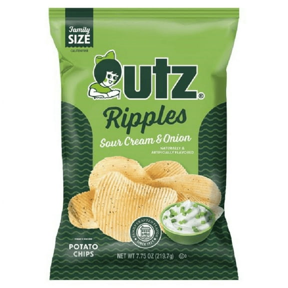 Utz Ripples Sour Cream & Onion Potato Chips, 3-Pack 7.75 oz. Family Size Bags